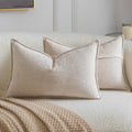 Set di 2 Copricuscini in Morbido Chenille con Texture Elegante per Divano Poltrona e Camera da Letto Beige 40 x 60 cm