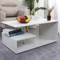 Tavolino Laterale da Divano con Doppio Ripiano Bianco Design Moderno