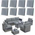Confezione da Otto Rivestimenti Elasticizzati per Cuscini Outdoor in Rattan Color Grigio Chiaro