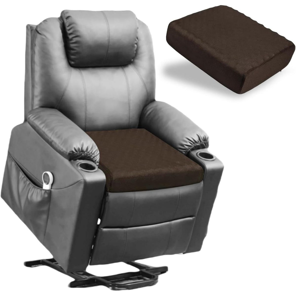 Cuscino Rialzato in Memory Foam con Rivestimento Lavabile per Poltrone Divani e Sedie Reclinabili Colore Caff¨¨