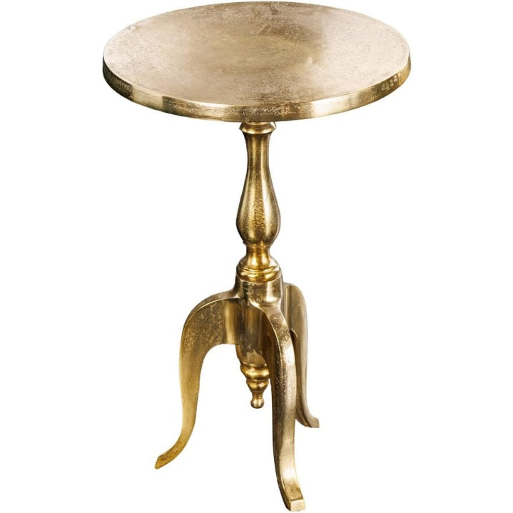 Tavolino Barocco Rotondo da Caff¨¨ in Alluminio Anticato Oro Altezza 55 cm