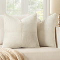 Set di 2 Copricuscini in Velluto a Coste 40 ¡Á 40 cm Beige Chiaro