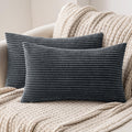 Set di 2 Federe in Velluto a Coste 40 ¡Á 80 cm Grigio Scuro