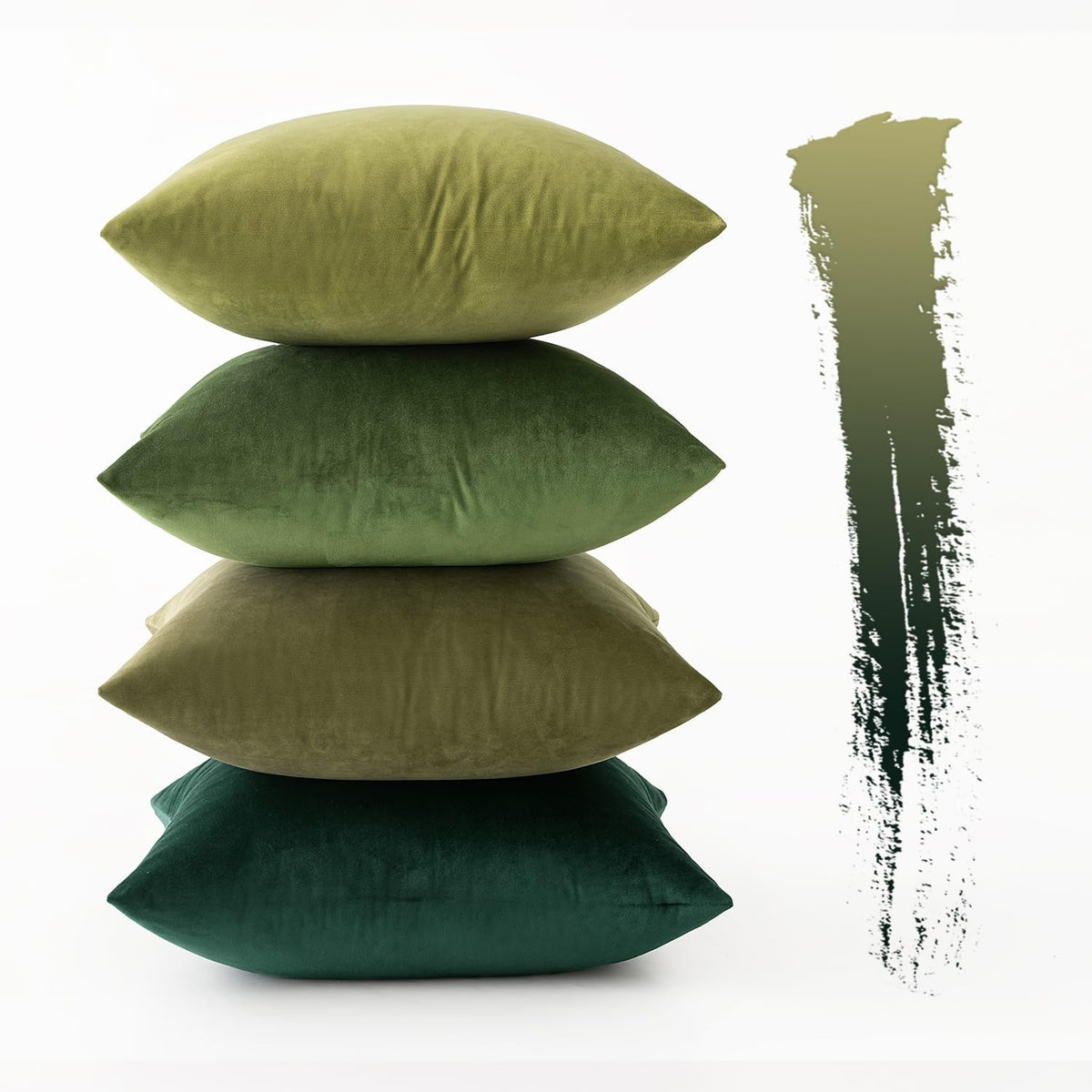 Set di 4 Copricuscini in Finto Lino 45 ¡Á 45 cm Verde Bosco