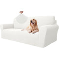 Rivestimento Universale per Divano Tre Posti con Braccioli Tessuto Stretch Antimacchia Bianco